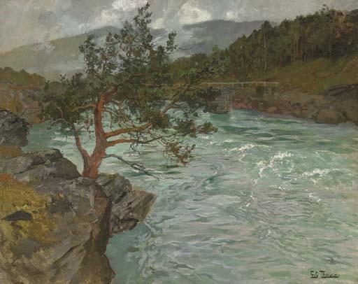 Wikioo.org - The Encyclopedia of Fine Arts - Painting, Artwork by Frits Thaulow - The River Otta, Norway