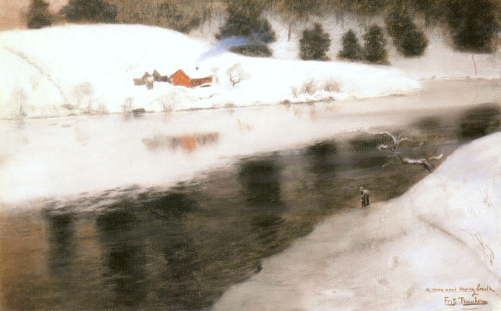 Wikioo.org - The Encyclopedia of Fine Arts - Painting, Artwork by Frits Thaulow - Winter at Simoa River