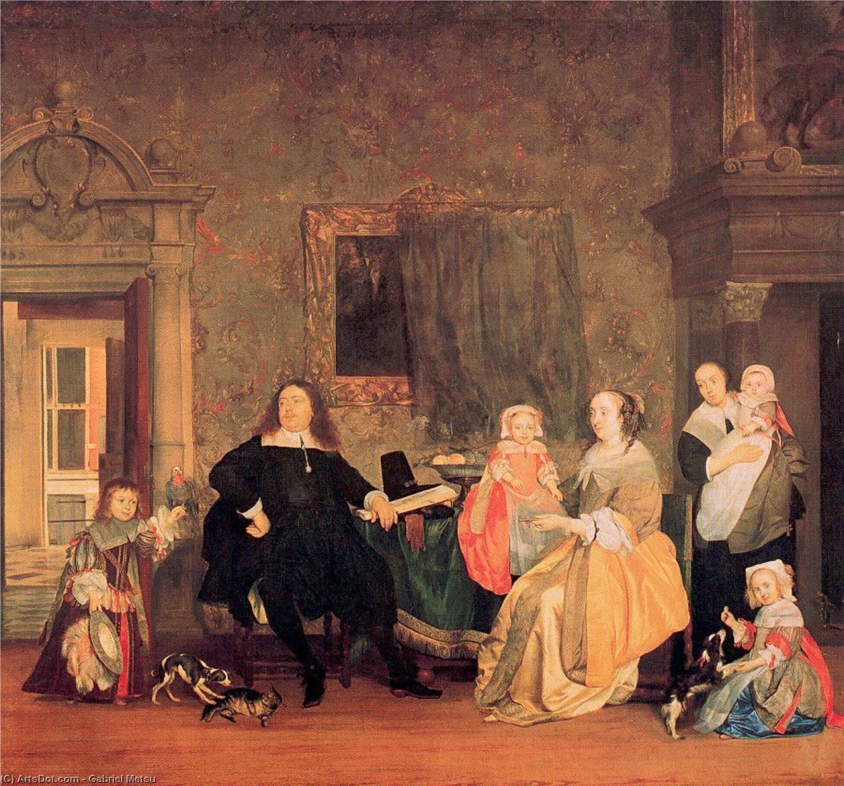 Wikioo.org - The Encyclopedia of Fine Arts - Painting, Artwork by Gabriel Metsu - Burgomaster Gillis Valckenier and his Family