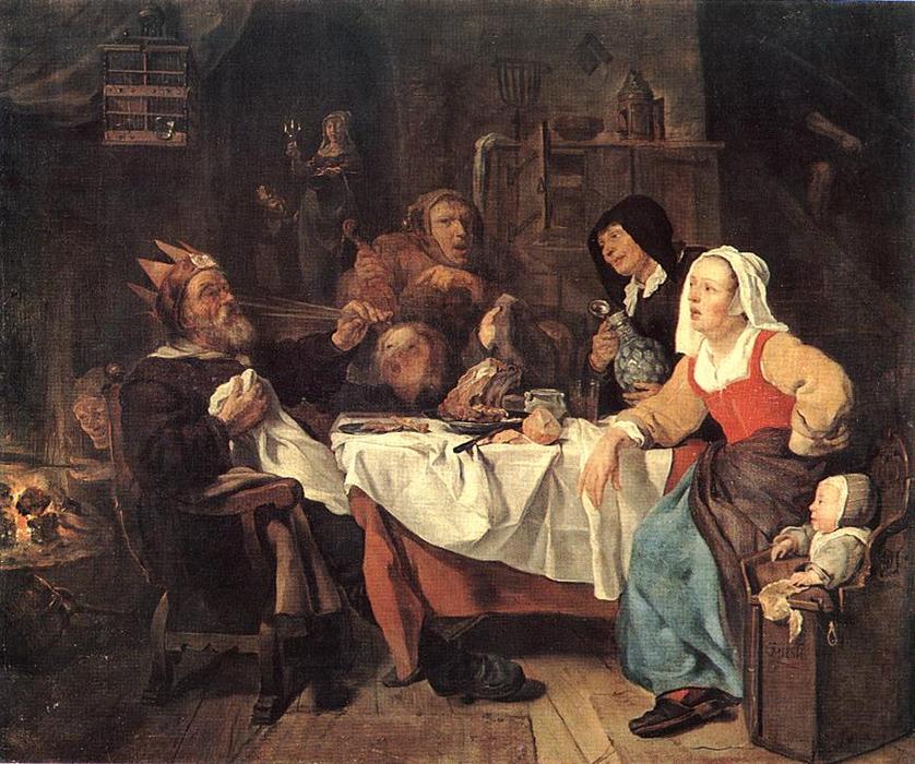 Wikioo.org - The Encyclopedia of Fine Arts - Painting, Artwork by Gabriel Metsu - The Feast of the Bean King