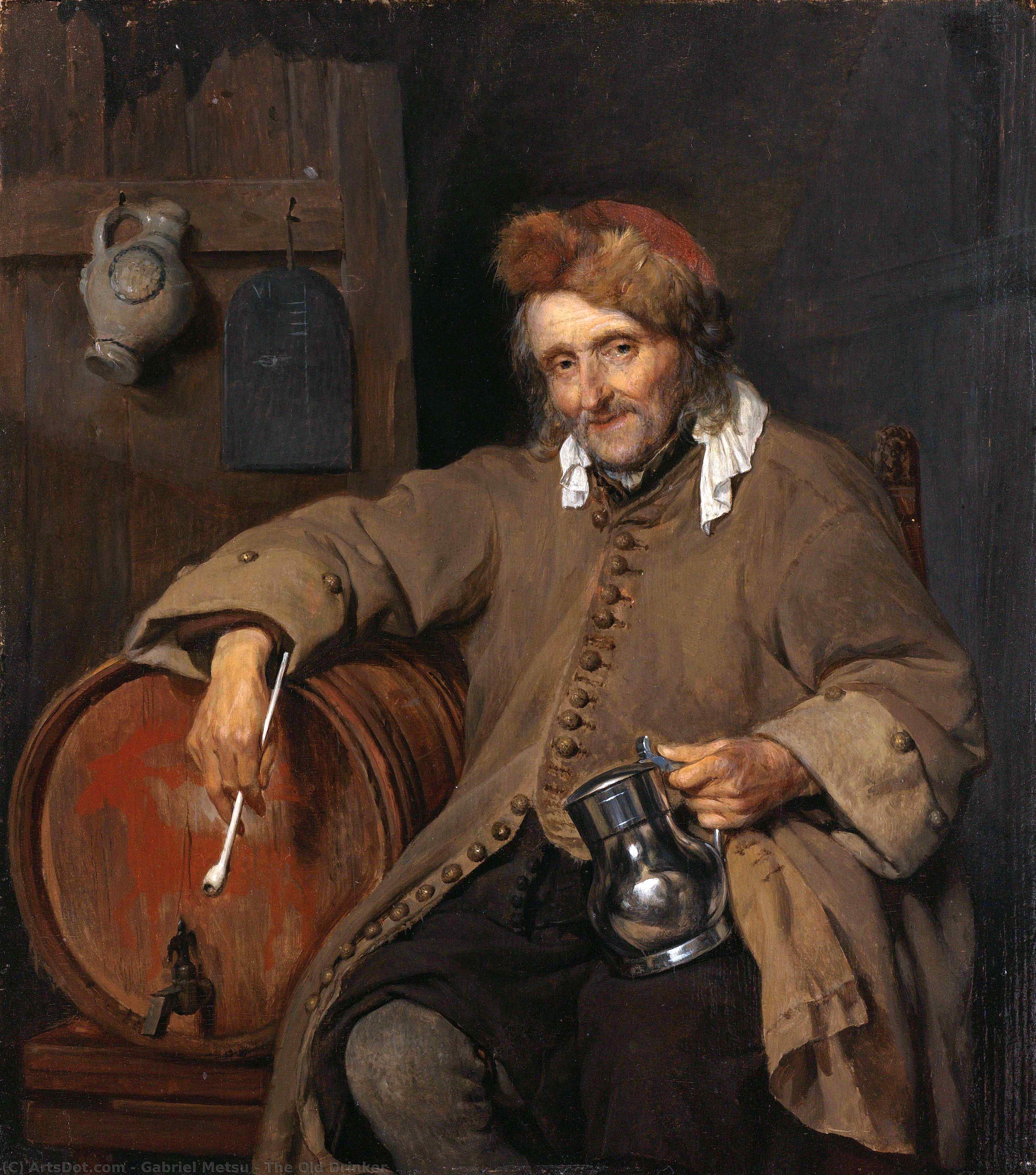 WikiOO.org - 百科事典 - 絵画、アートワーク Gabriel Metsu - ザー 古い 酒飲み