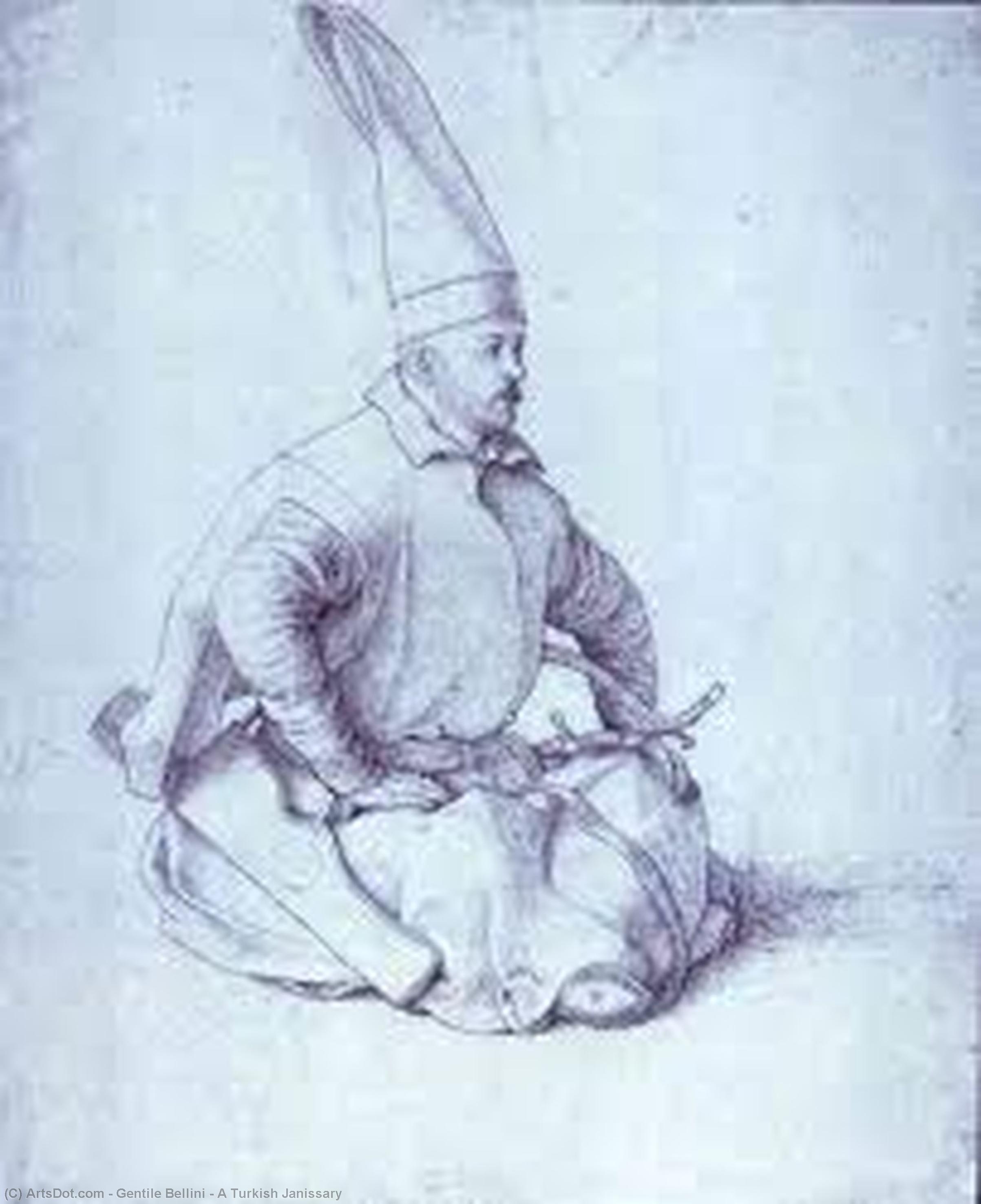 Wikioo.org - The Encyclopedia of Fine Arts - Painting, Artwork by Gentile Bellini - A Turkish Janissary