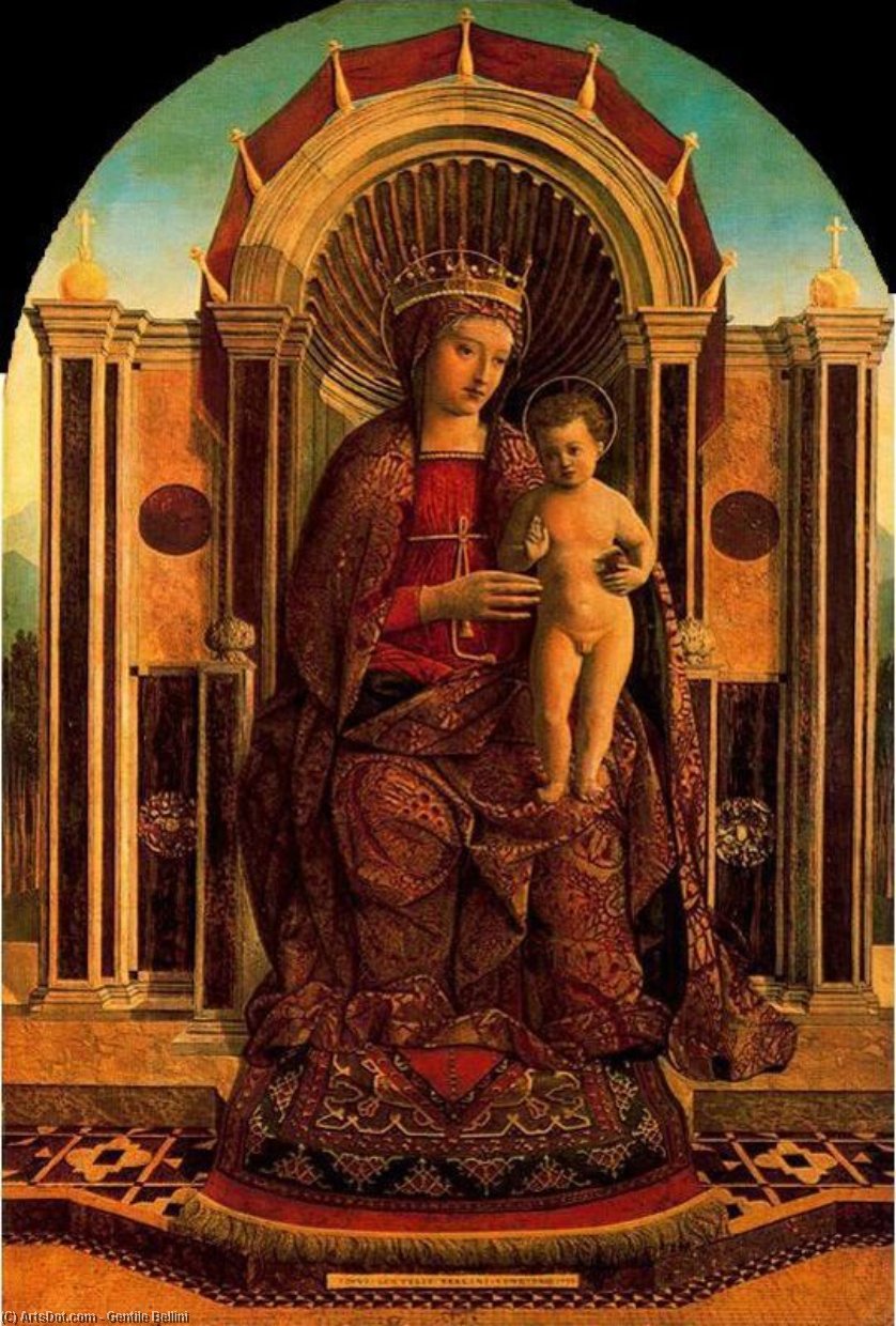 WikiOO.org - Encyclopedia of Fine Arts - Maľba, Artwork Gentile Bellini - The Virgin and Child Enthroned