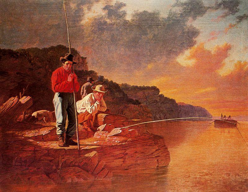 Wikioo.org - The Encyclopedia of Fine Arts - Painting, Artwork by George Caleb Bingham - Fishing on the Mississippi