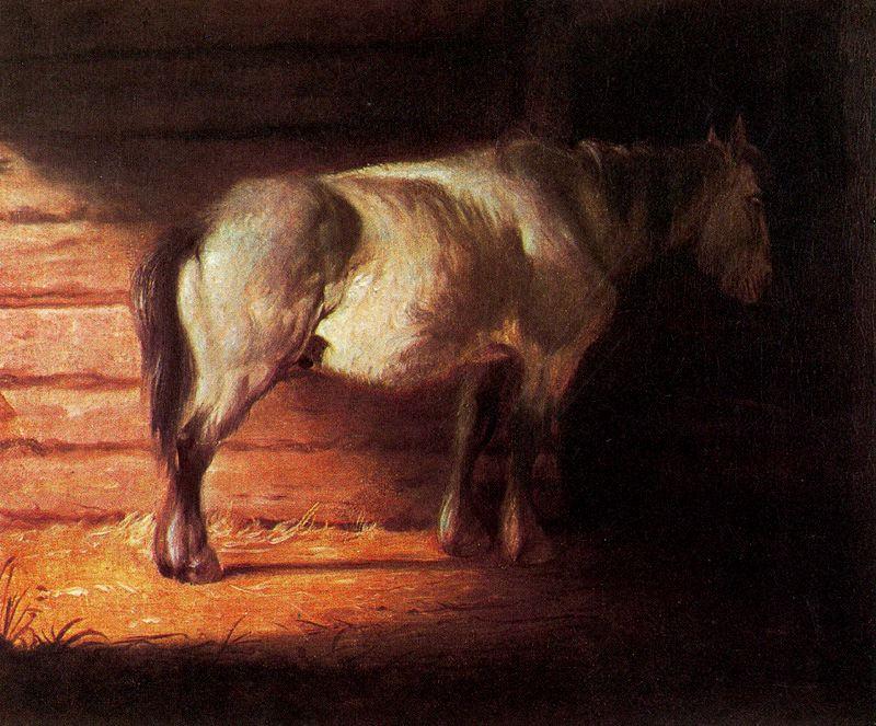 WikiOO.org - Enciclopédia das Belas Artes - Pintura, Arte por George Caleb Bingham - Old Field Horse. Stable Scene