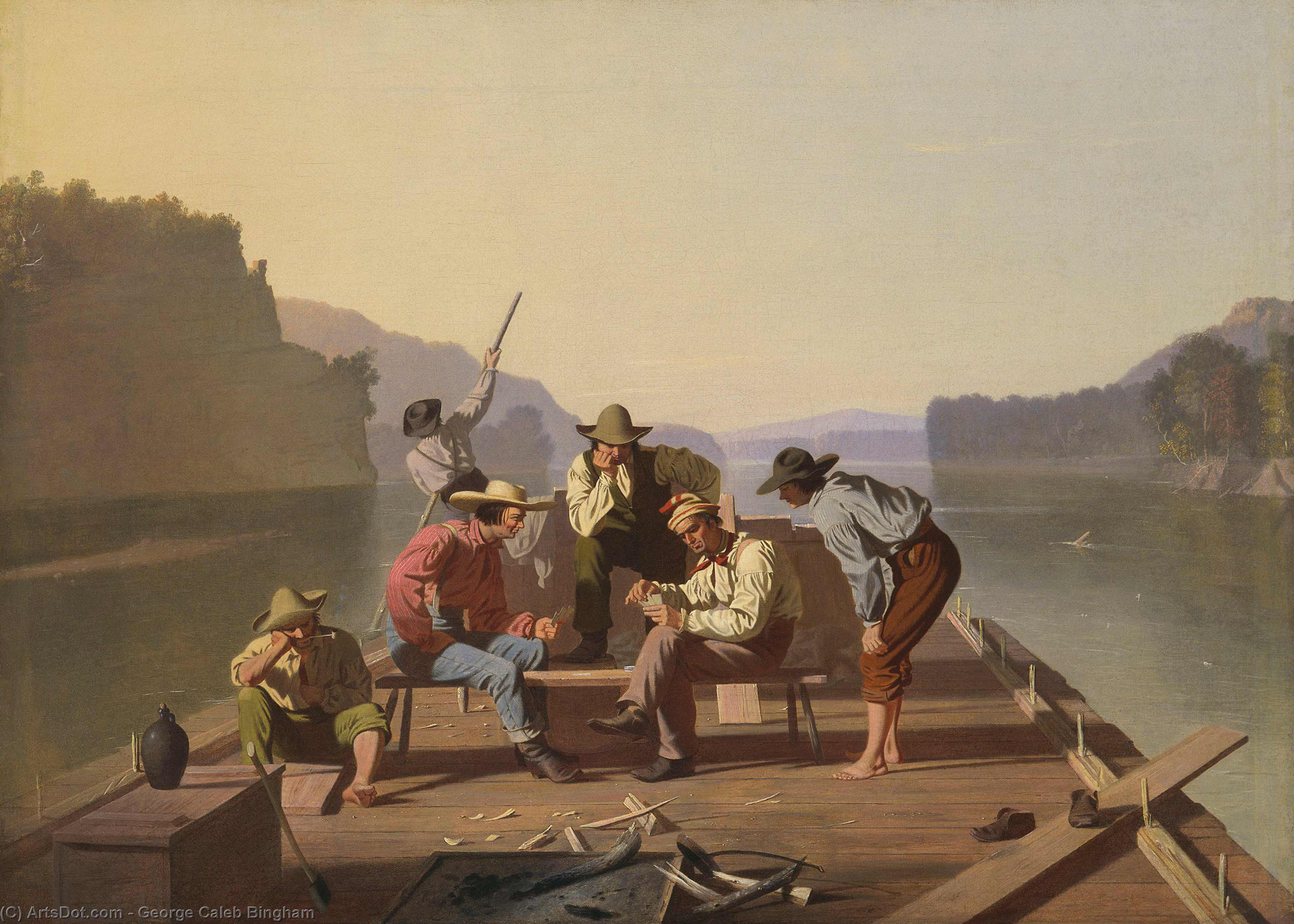 WikiOO.org - Encyclopedia of Fine Arts - Lukisan, Artwork George Caleb Bingham - Raftsmen Playing Card