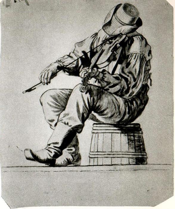 WikiOO.org - Enciklopedija likovnih umjetnosti - Slikarstvo, umjetnička djela George Caleb Bingham - Study of a Fiddler 1