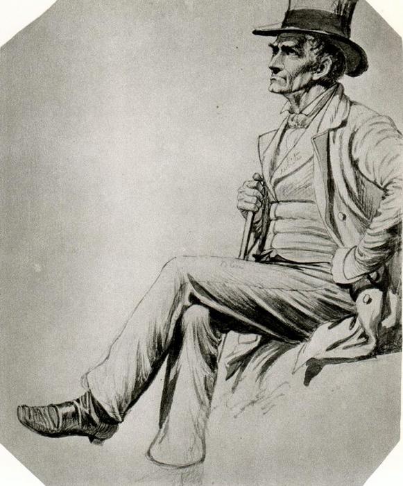 WikiOO.org - Encyclopedia of Fine Arts - Lukisan, Artwork George Caleb Bingham - Study of a Figure for Stump Speaking
