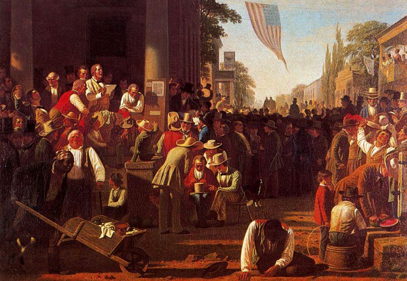 WikiOO.org - Encyclopedia of Fine Arts - Schilderen, Artwork George Caleb Bingham - The Veredict of the People or Announcement of the Result of the Election