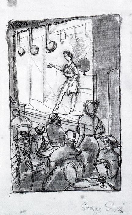 Wikioo.org - The Encyclopedia of Fine Arts - Painting, Artwork by George Grosz - Cabaret scene 1