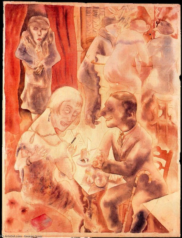 Wikioo.org - The Encyclopedia of Fine Arts - Painting, Artwork by George Grosz - Conversation