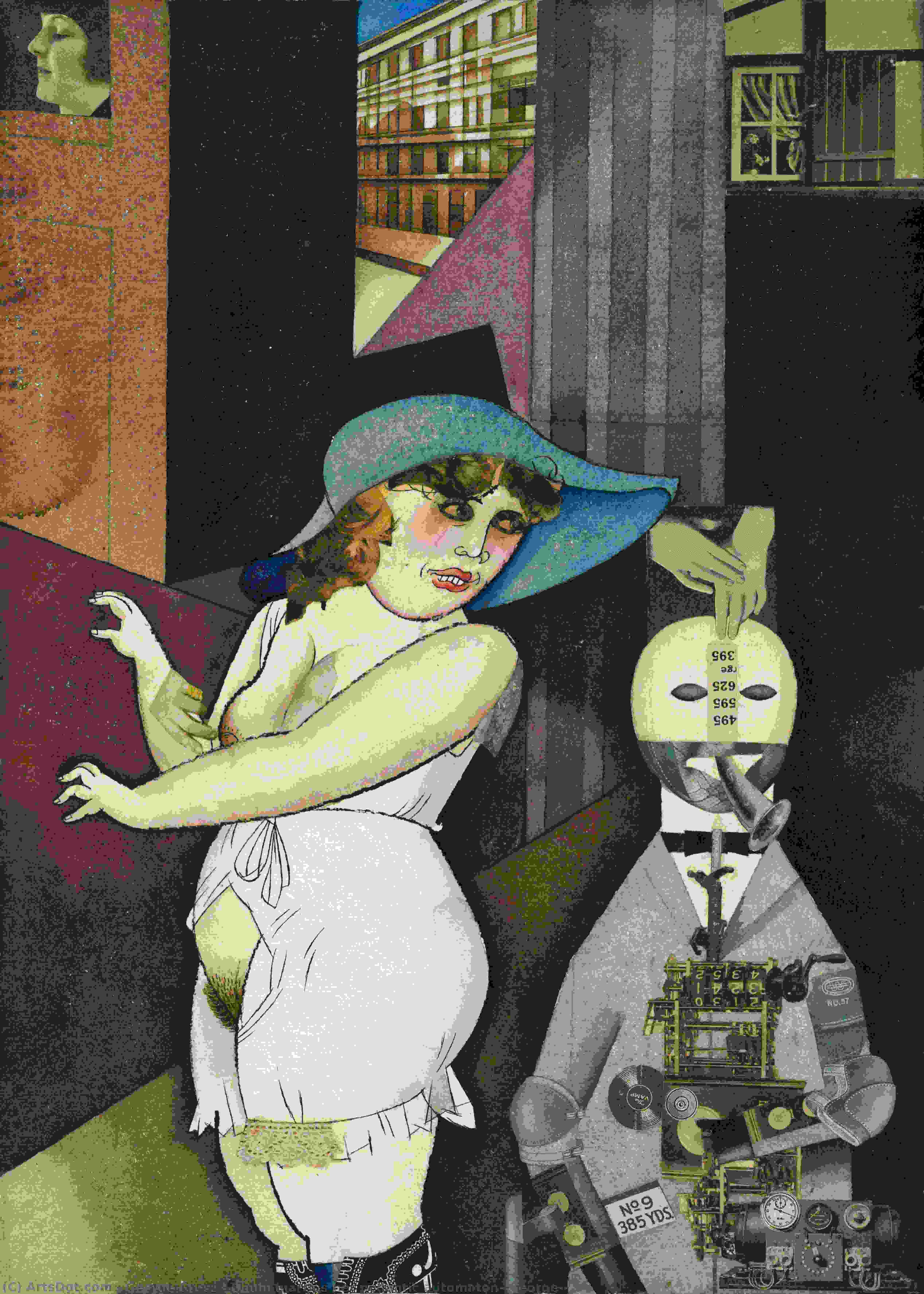 WikiOO.org - Энциклопедия изобразительного искусства - Живопись, Картины  George Grosz - Daum выходит замуж за своего педантичный automaton George