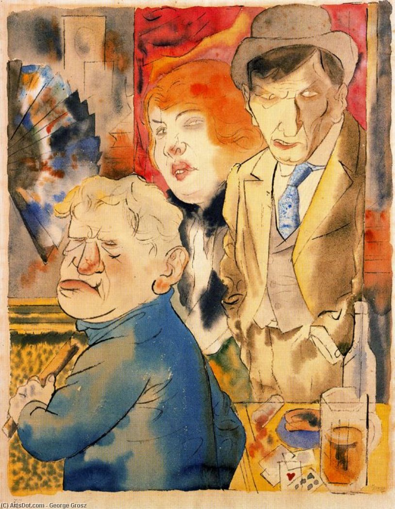 Wikioo.org - The Encyclopedia of Fine Arts - Painting, Artwork by George Grosz - Ganoven at the Theke