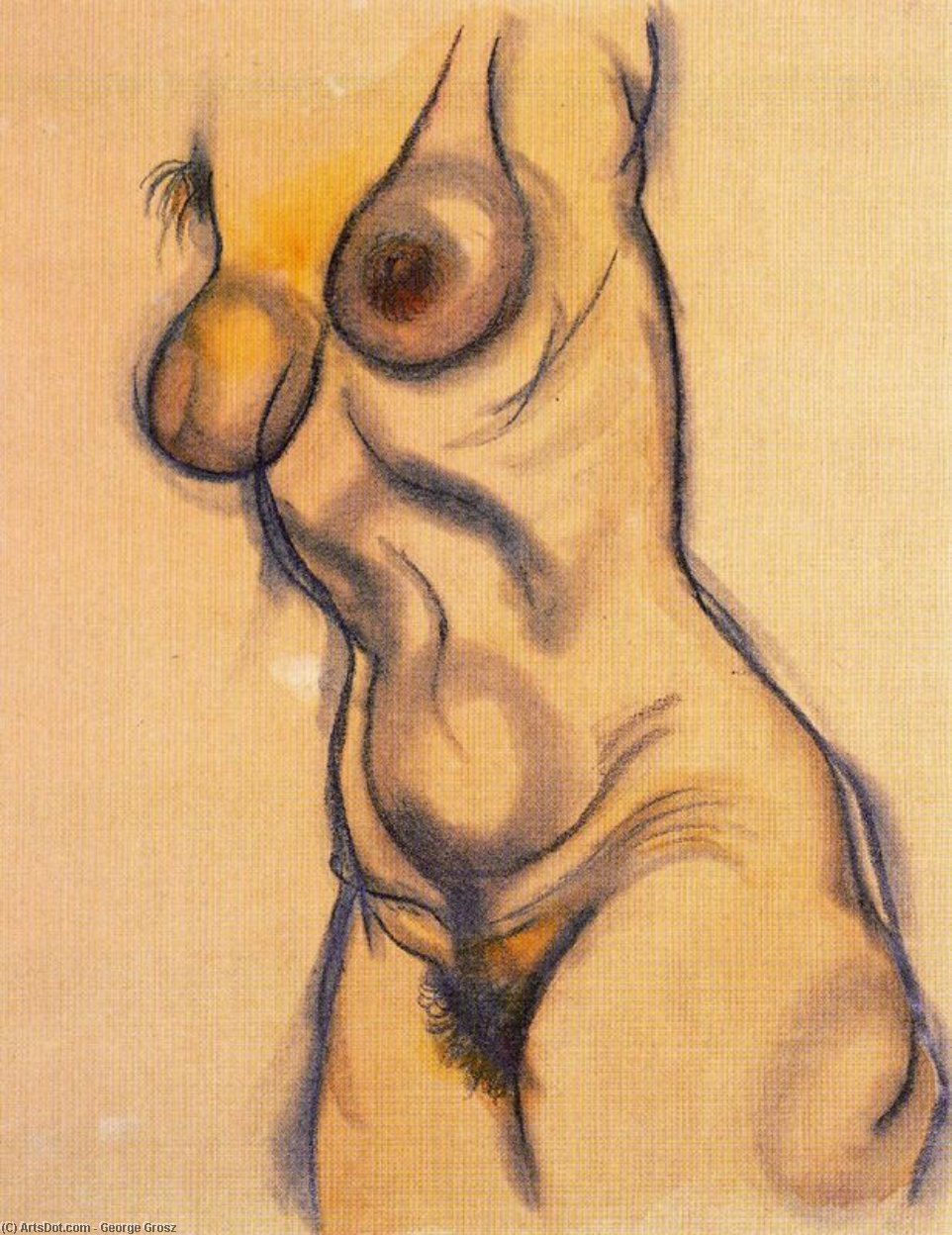 Wikioo.org - สารานุกรมวิจิตรศิลป์ - จิตรกรรม George Grosz - Half akt