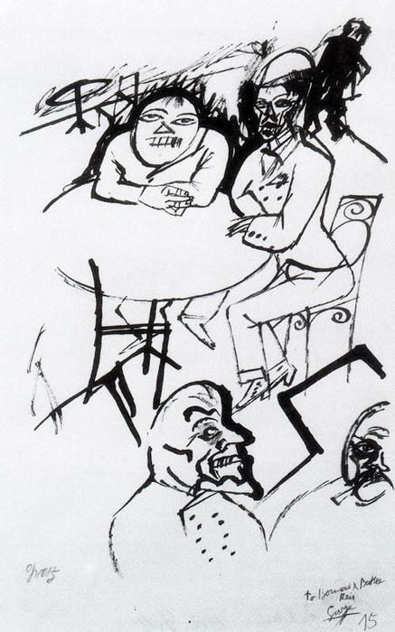 WikiOO.org - Güzel Sanatlar Ansiklopedisi - Resim, Resimler George Grosz - In a Bar