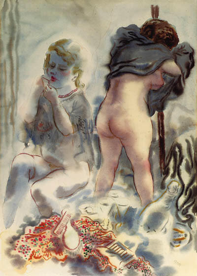 Wikioo.org – La Enciclopedia de las Bellas Artes - Pintura, Obras de arte de George Grosz - In der Garderobe