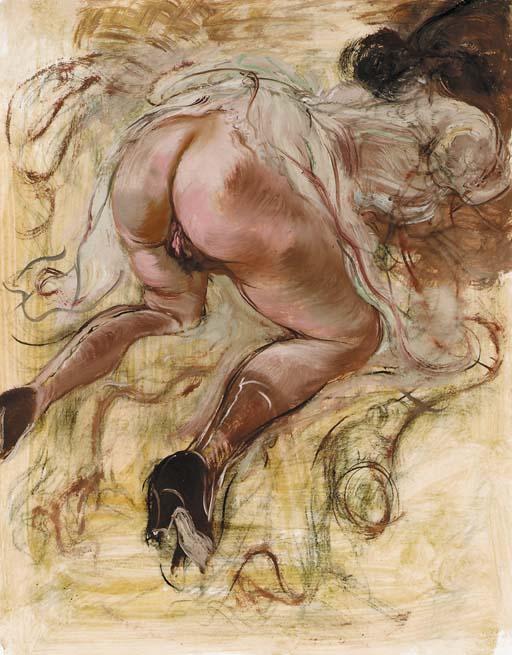 WikiOO.org - Encyclopedia of Fine Arts - Maľba, Artwork George Grosz - Kneeling Nude 1