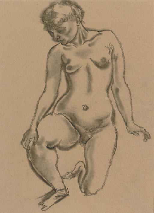 Wikioo.org - The Encyclopedia of Fine Arts - Painting, Artwork by George Grosz - Kneeling Nude
