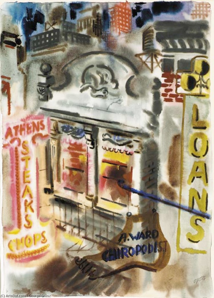 WikiOO.org - Енциклопедия за изящни изкуства - Живопис, Произведения на изкуството George Grosz - New York Street Scene