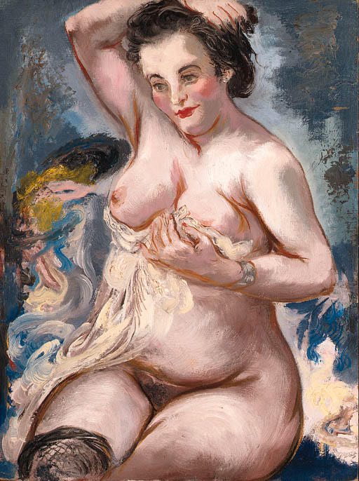 Wikoo.org - موسوعة الفنون الجميلة - اللوحة، العمل الفني George Grosz - Nude (Eva Grosz)