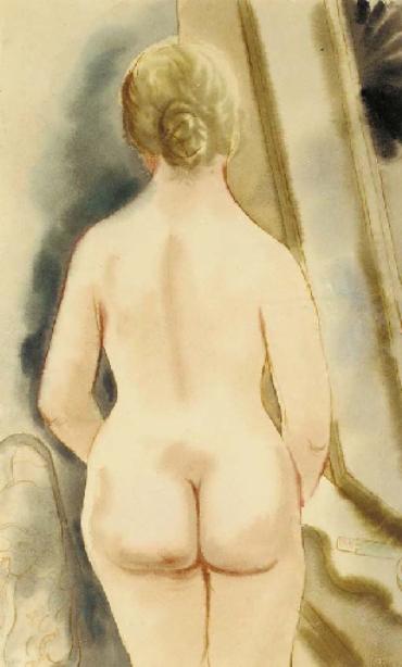 Wikioo.org - The Encyclopedia of Fine Arts - Painting, Artwork by George Grosz - Nude from behind