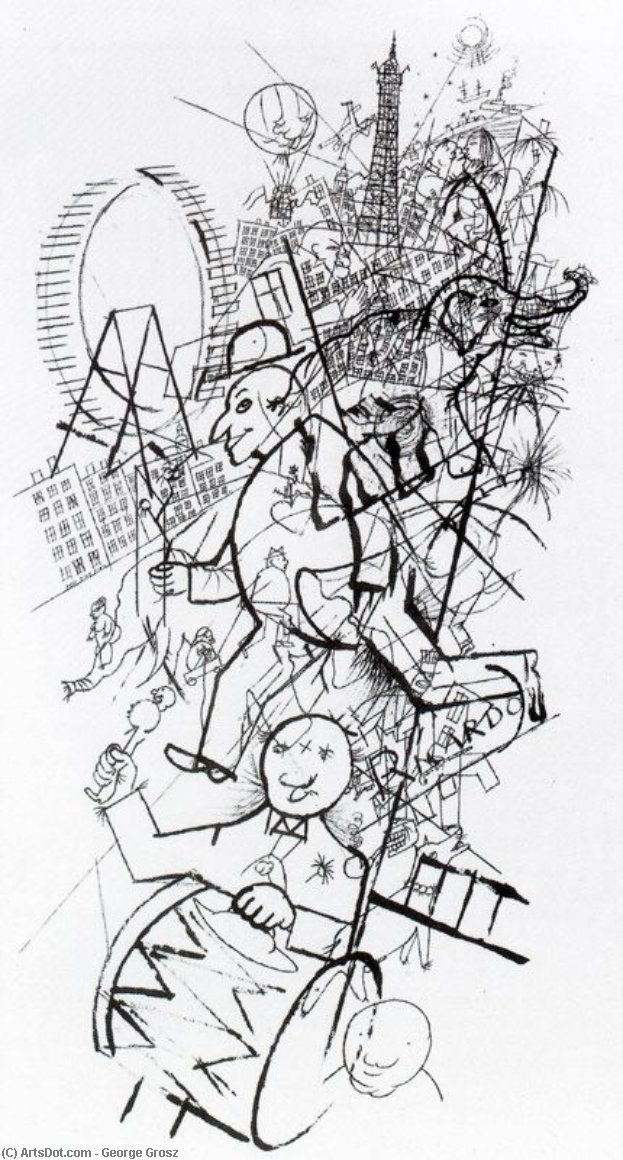 Wikioo.org - The Encyclopedia of Fine Arts - Painting, Artwork by George Grosz - Propelled people