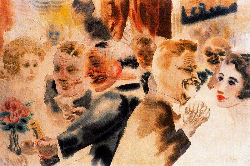 Wikioo.org - The Encyclopedia of Fine Arts - Painting, Artwork by George Grosz - Restaurant