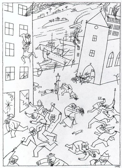 Wikioo.org - สารานุกรมวิจิตรศิลป์ - จิตรกรรม George Grosz - Riot of the insane