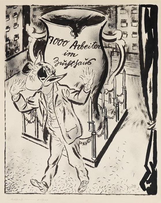 WikiOO.org - Encyclopedia of Fine Arts - Maleri, Artwork George Grosz - Seven thousand workers in prison