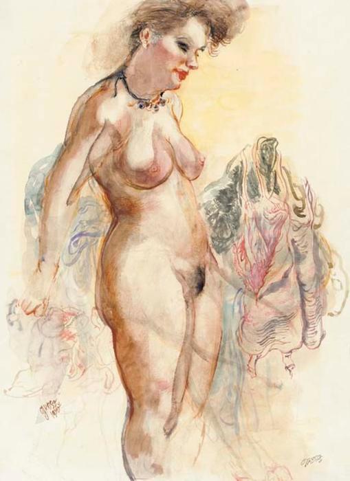 WikiOO.org - Enciclopedia of Fine Arts - Pictura, lucrări de artă George Grosz - Standing Nude (Eva Grosz)