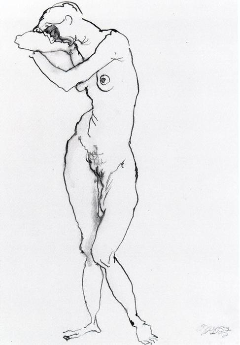 WikiOO.org - Encyclopedia of Fine Arts - Maalaus, taideteos George Grosz - Standing nude