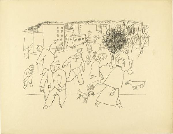 WikiOO.org - Encyclopedia of Fine Arts - Maalaus, taideteos George Grosz - Street in the City
