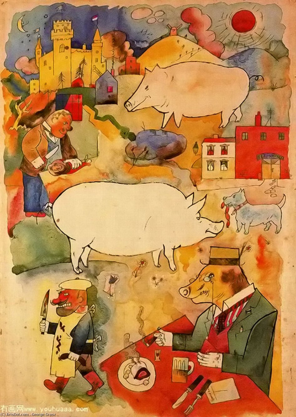 Wikioo.org - The Encyclopedia of Fine Arts - Painting, Artwork by George Grosz - sunny land