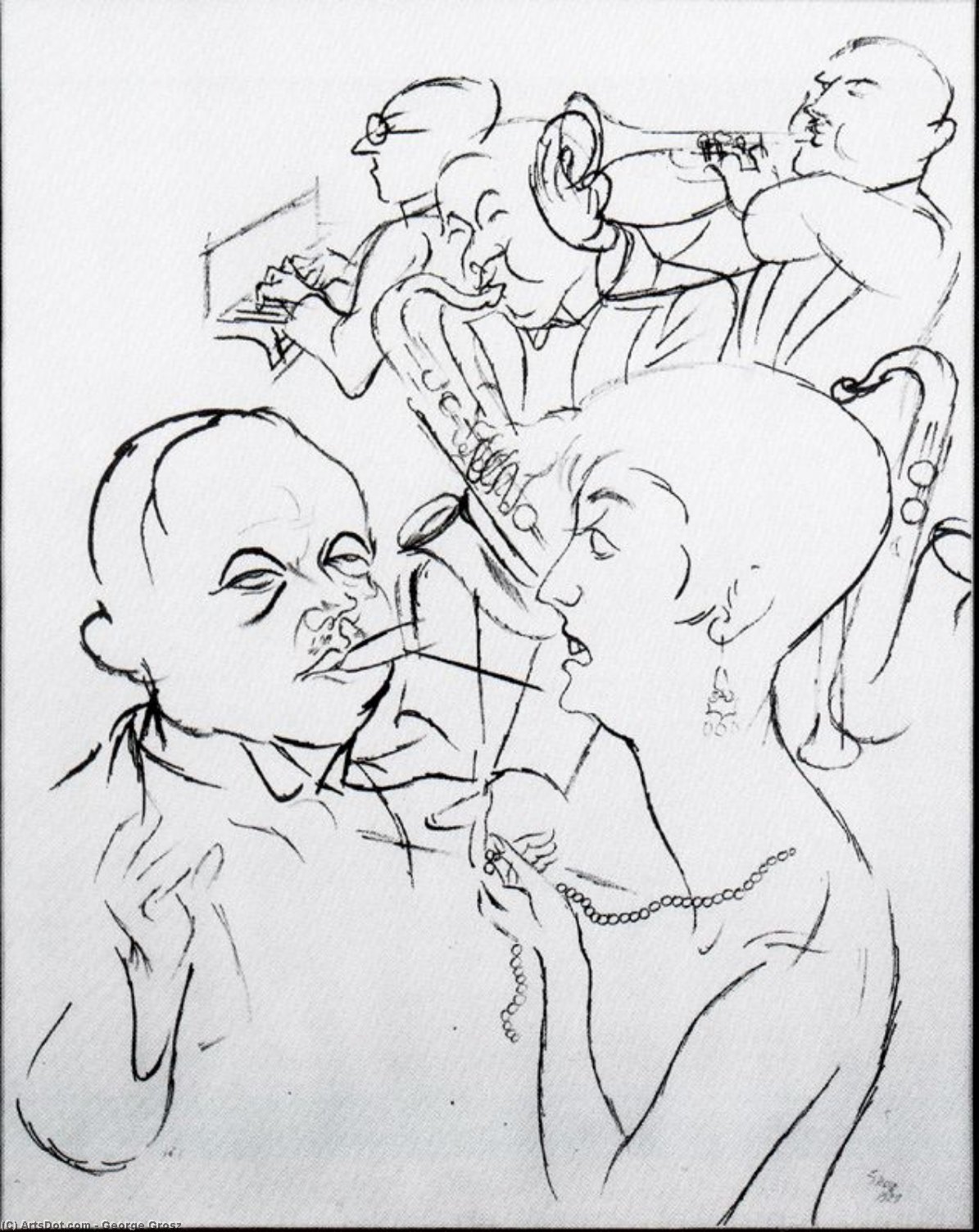 Wikioo.org - The Encyclopedia of Fine Arts - Painting, Artwork by George Grosz - The Latest Hit