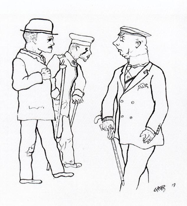 WikiOO.org - 백과 사전 - 회화, 삽화 George Grosz - three man