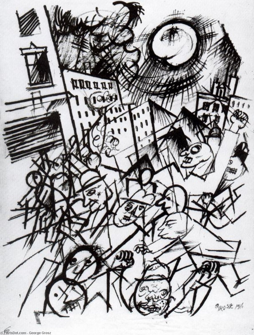 WikiOO.org – 美術百科全書 - 繪畫，作品 George Grosz - 骚动
