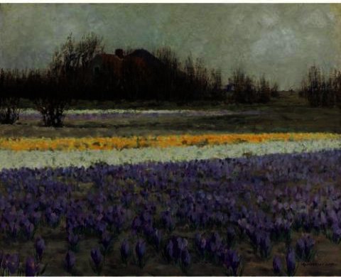 WikiOO.org - Encyclopedia of Fine Arts - Maalaus, taideteos George Hitchcock - A field of crocuses