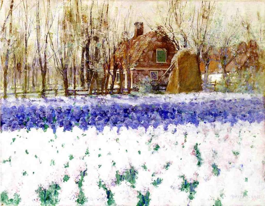 Wikioo.org - สารานุกรมวิจิตรศิลป์ - จิตรกรรม George Hitchcock - Cottage with Hyacinths