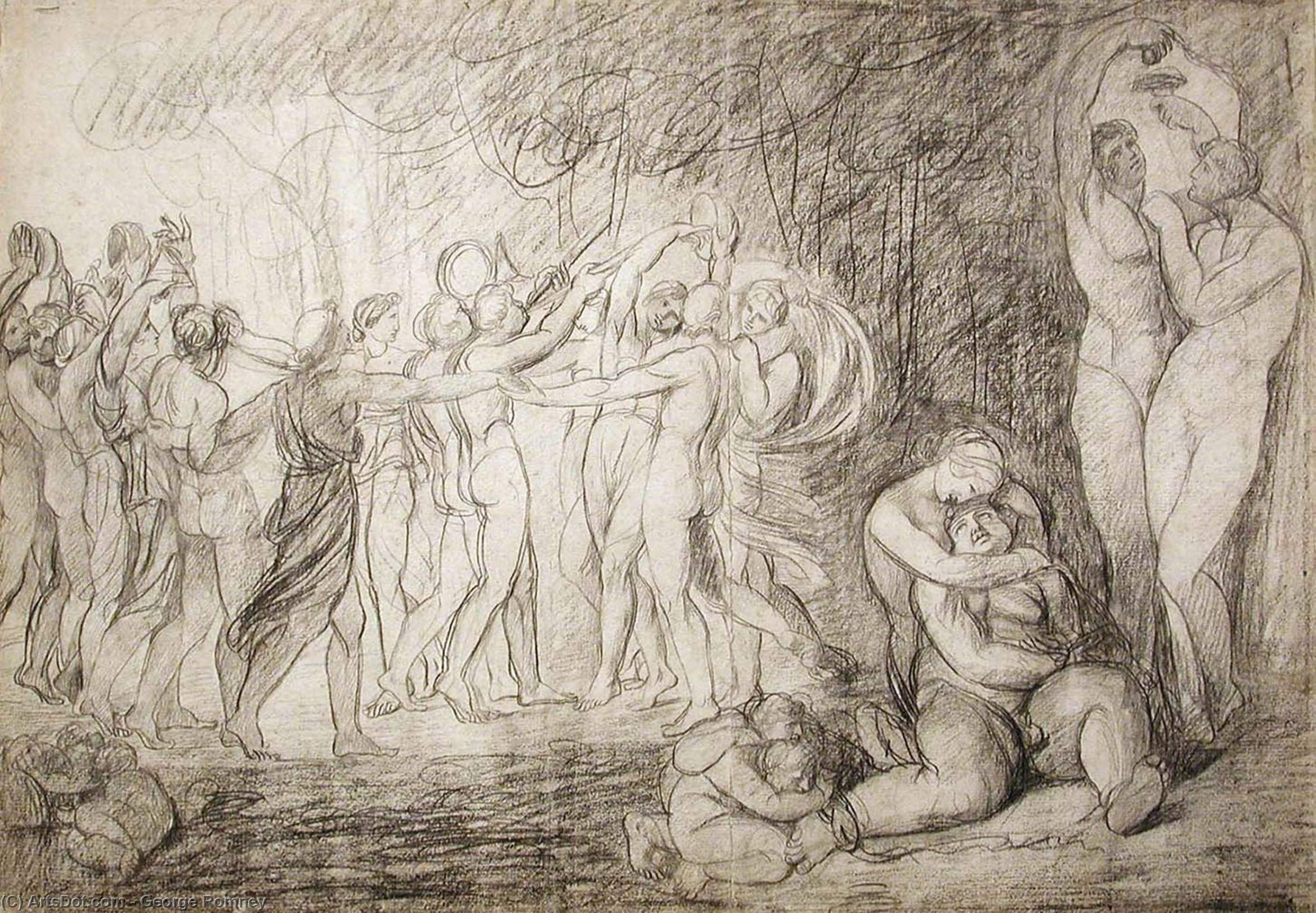 WikiOO.org - Enciclopedia of Fine Arts - Pictura, lucrări de artă George Romney - A Bacchanalian Revel in the Woods