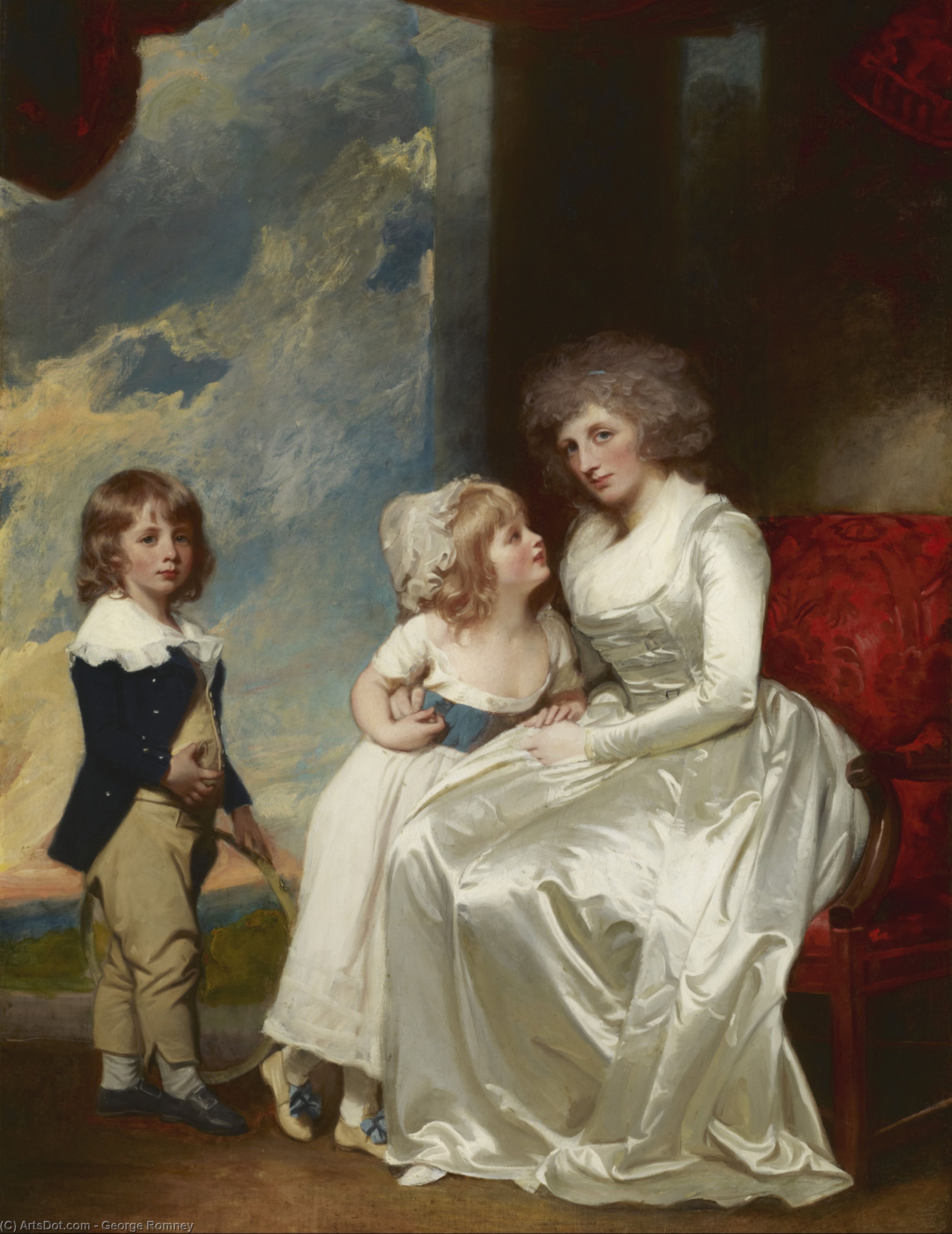 WikiOO.org - אנציקלופדיה לאמנויות יפות - ציור, יצירות אמנות George Romney - Henrietta, Countess of Warwick, and Her Children