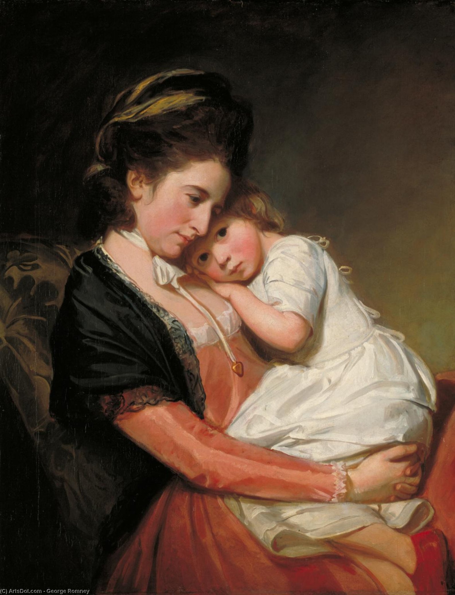 Wikioo.org - The Encyclopedia of Fine Arts - Painting, Artwork by George Romney - Mrs Johnstone and her Son