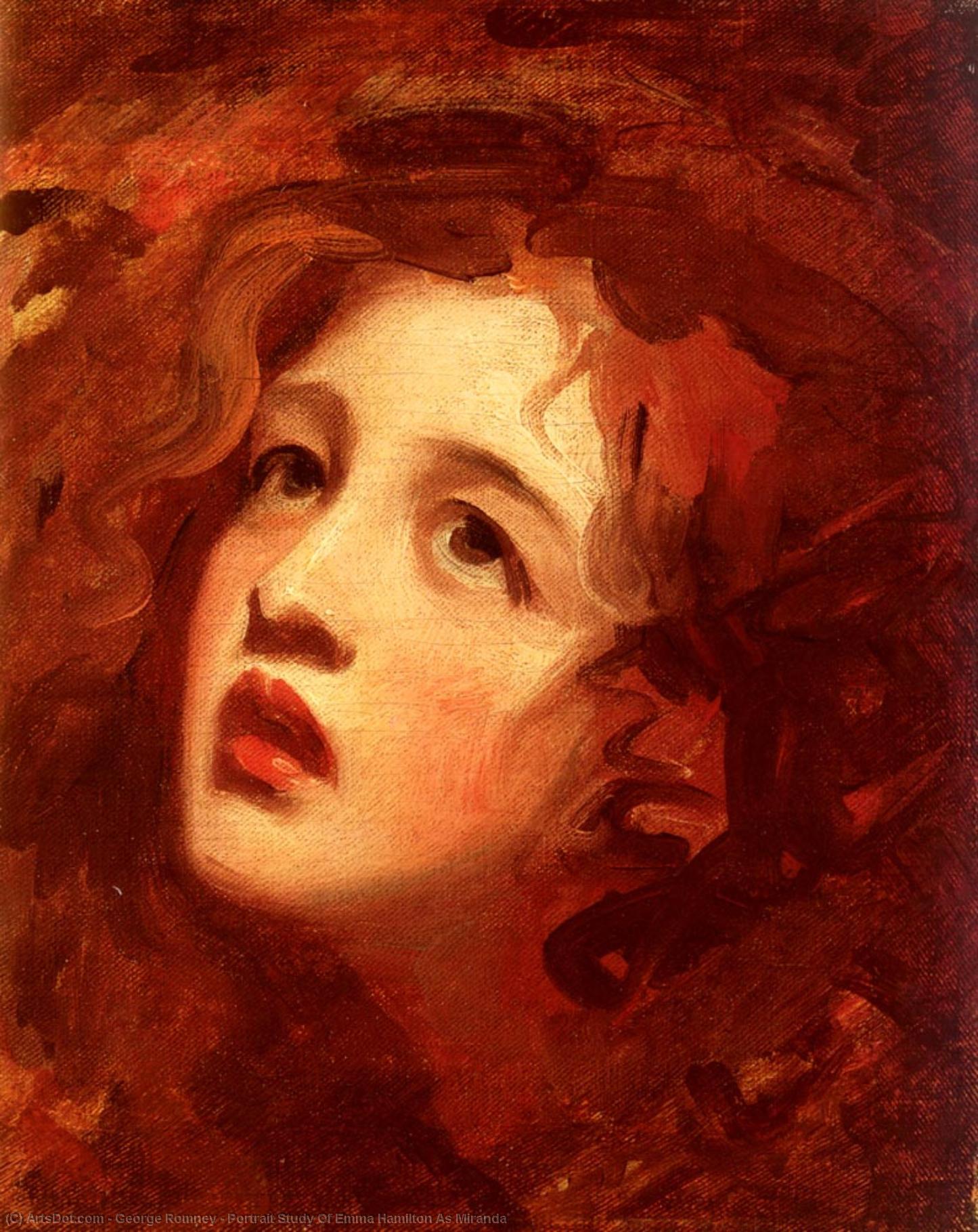 Wikioo.org - The Encyclopedia of Fine Arts - Painting, Artwork by George Romney - Portrait Study Of Emma Hamilton As Miranda