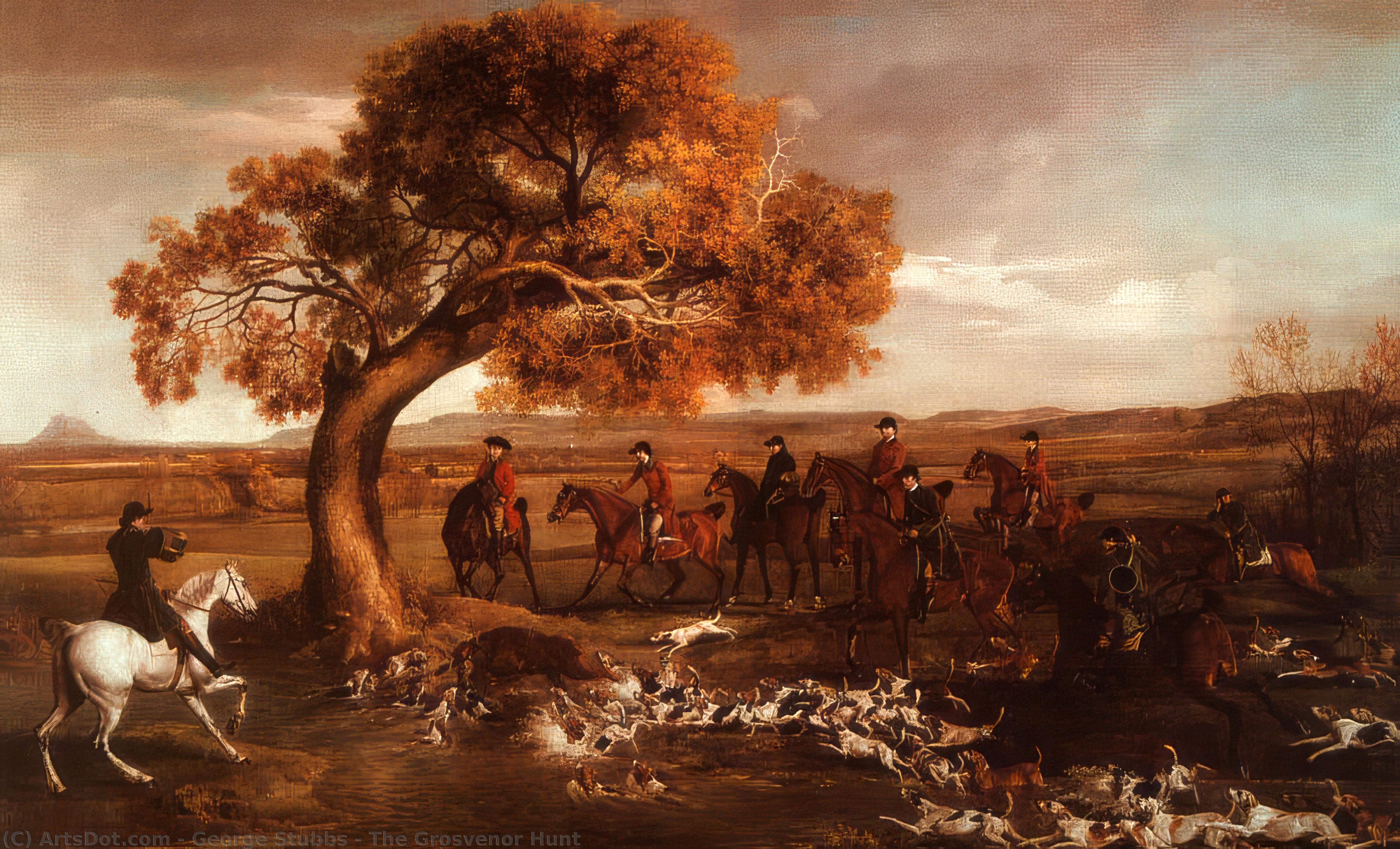 WikiOO.org - Encyclopedia of Fine Arts - Lukisan, Artwork George Stubbs - The Grosvenor Hunt