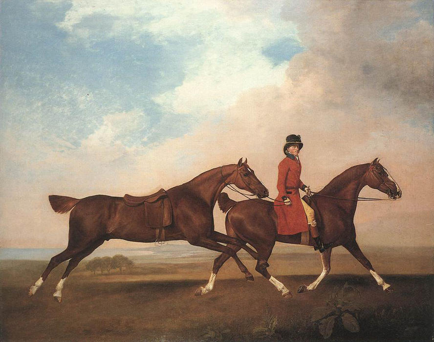 Wikioo.org – La Enciclopedia de las Bellas Artes - Pintura, Obras de arte de George Stubbs - William Anderson con dos Saddlehorses