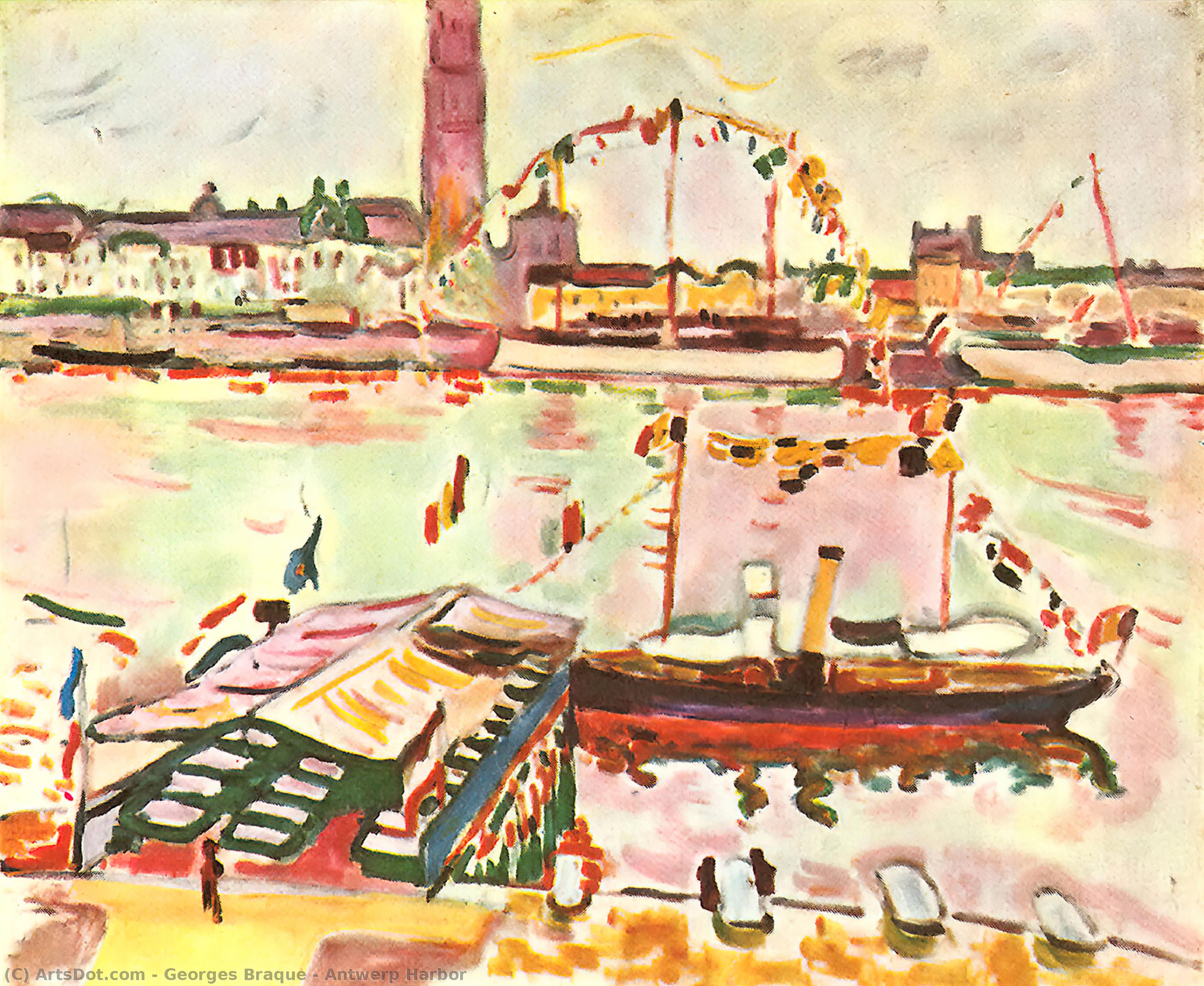 Wikoo.org - موسوعة الفنون الجميلة - اللوحة، العمل الفني Georges Braque - Antwerp Harbor