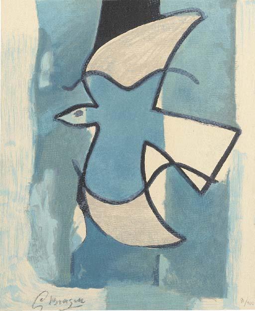 Wikioo.org - The Encyclopedia of Fine Arts - Painting, Artwork by Georges Braque - Blue And Grey Bird