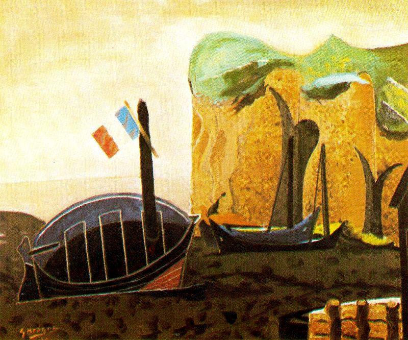 Wikioo.org - สารานุกรมวิจิตรศิลป์ - จิตรกรรม Georges Braque - Boat with a flag