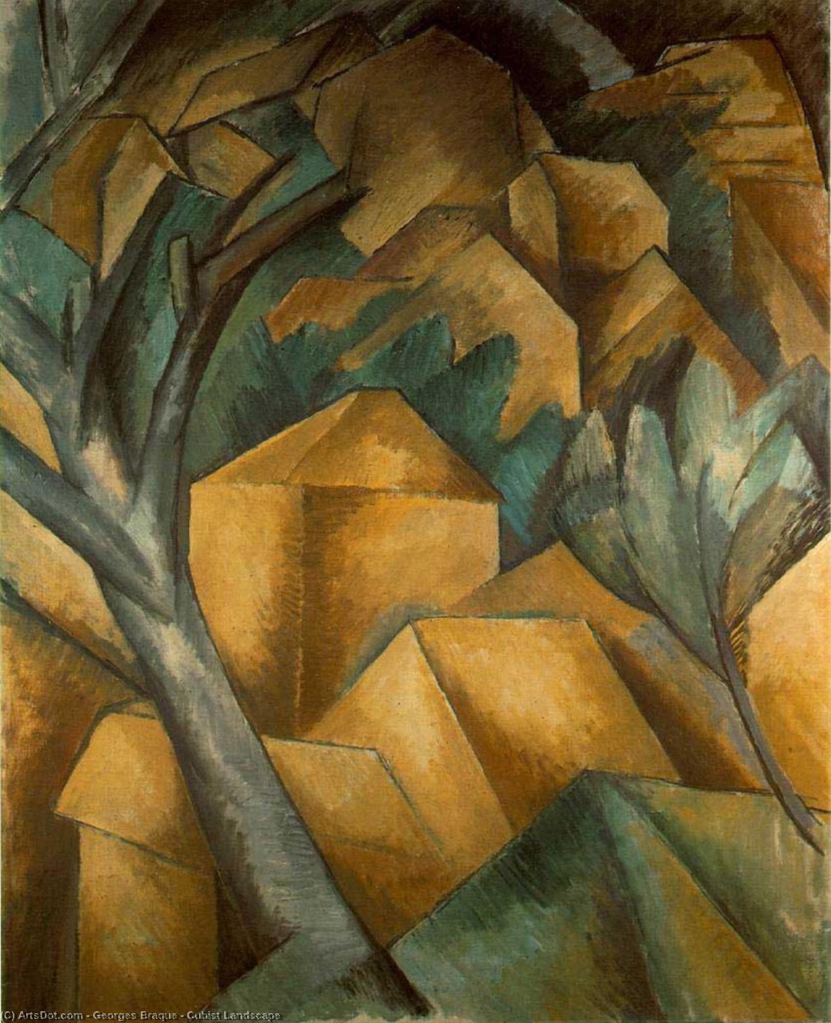 Wikoo.org - موسوعة الفنون الجميلة - اللوحة، العمل الفني Georges Braque - Cubist Landscape
