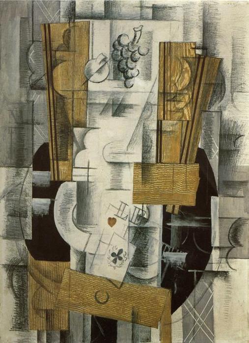WikiOO.org - Encyclopedia of Fine Arts - Lukisan, Artwork Georges Braque - Fruit Dish, Ace Of Clubs
