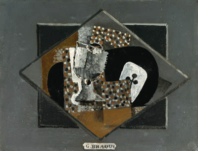 Wikoo.org - موسوعة الفنون الجميلة - اللوحة، العمل الفني Georges Braque - Glass And Ace of Clubs
